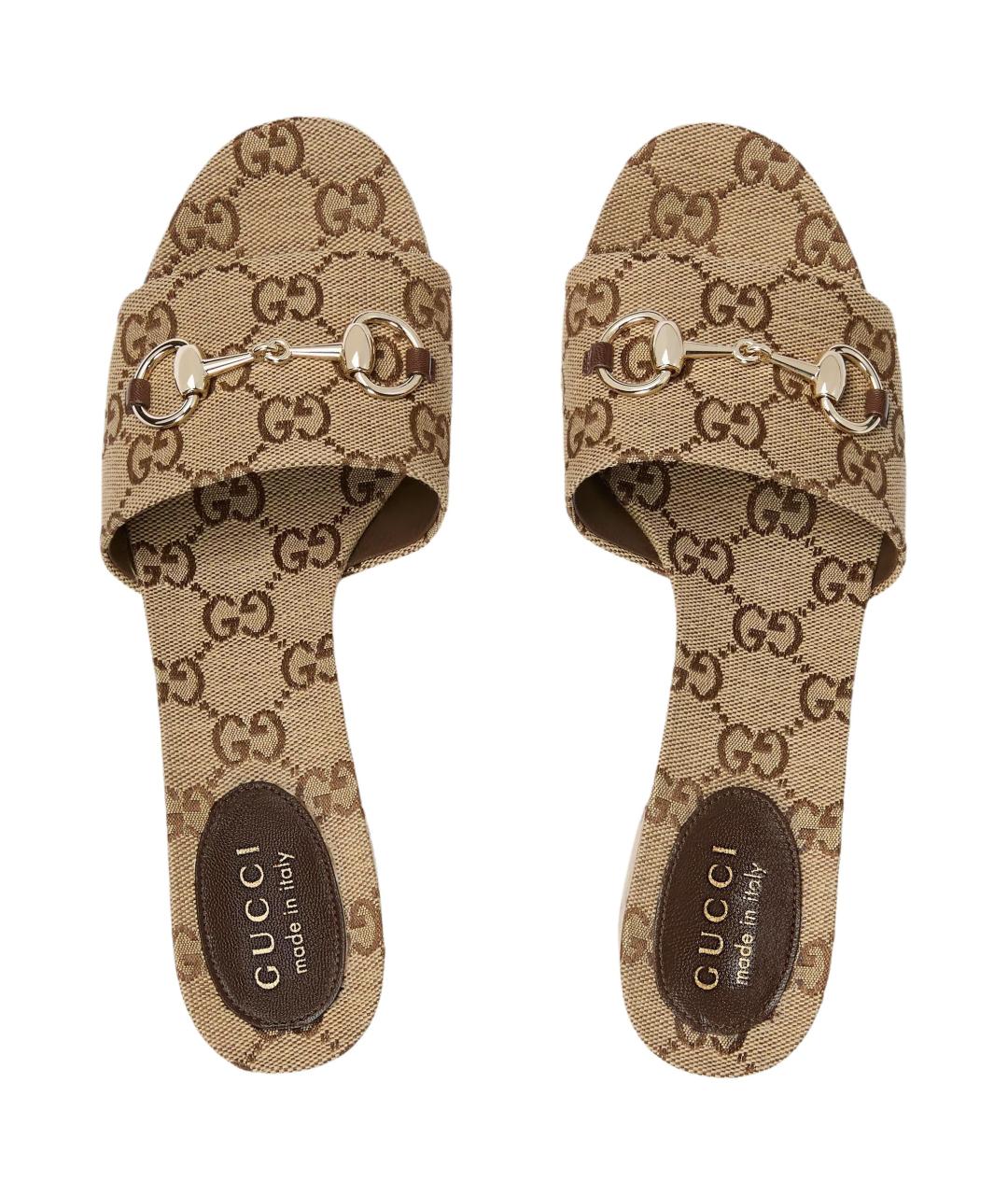 GUCCI Бежевые босоножки, фото 4