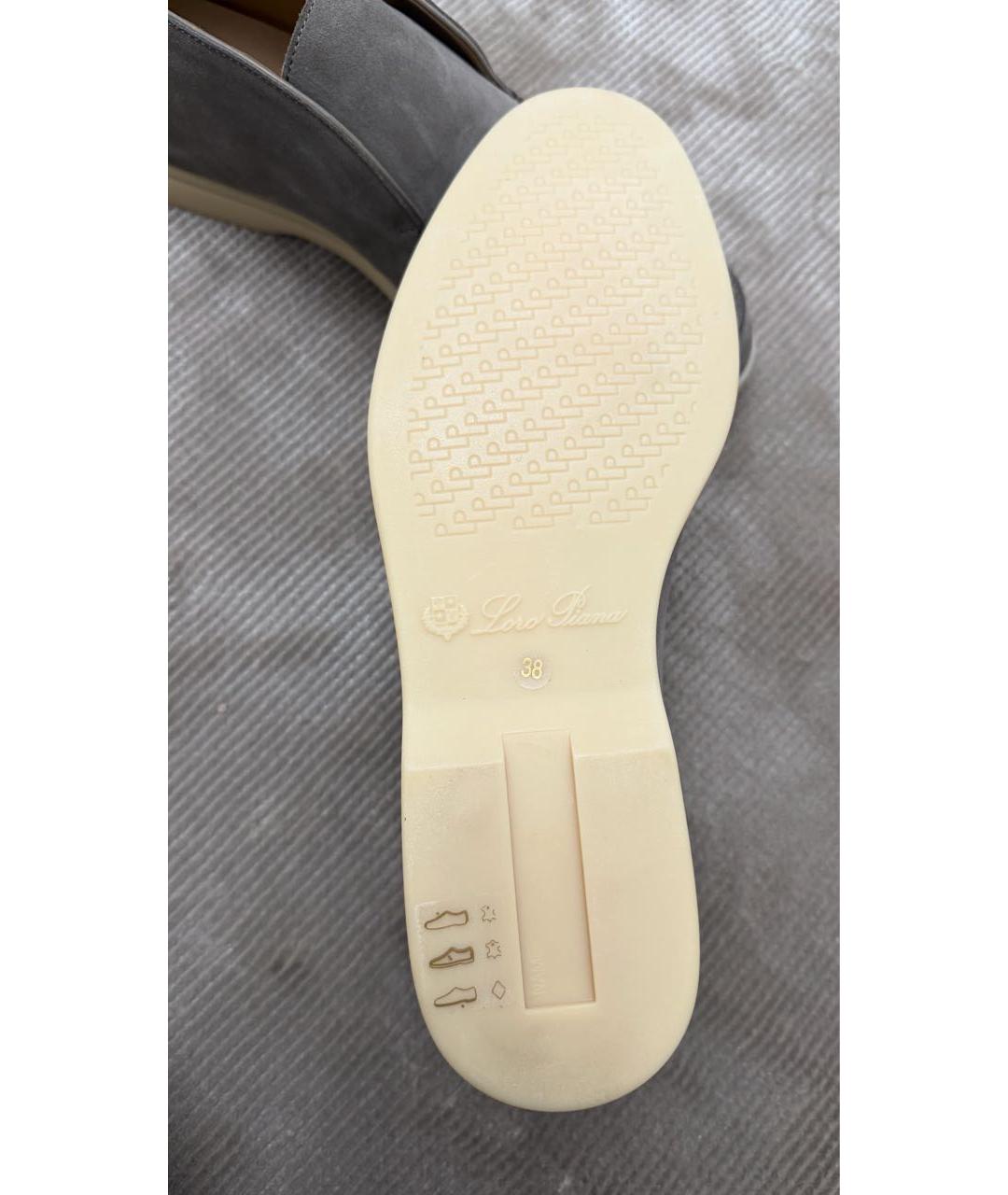 LORO PIANA Серые замшевые лоферы, фото 2