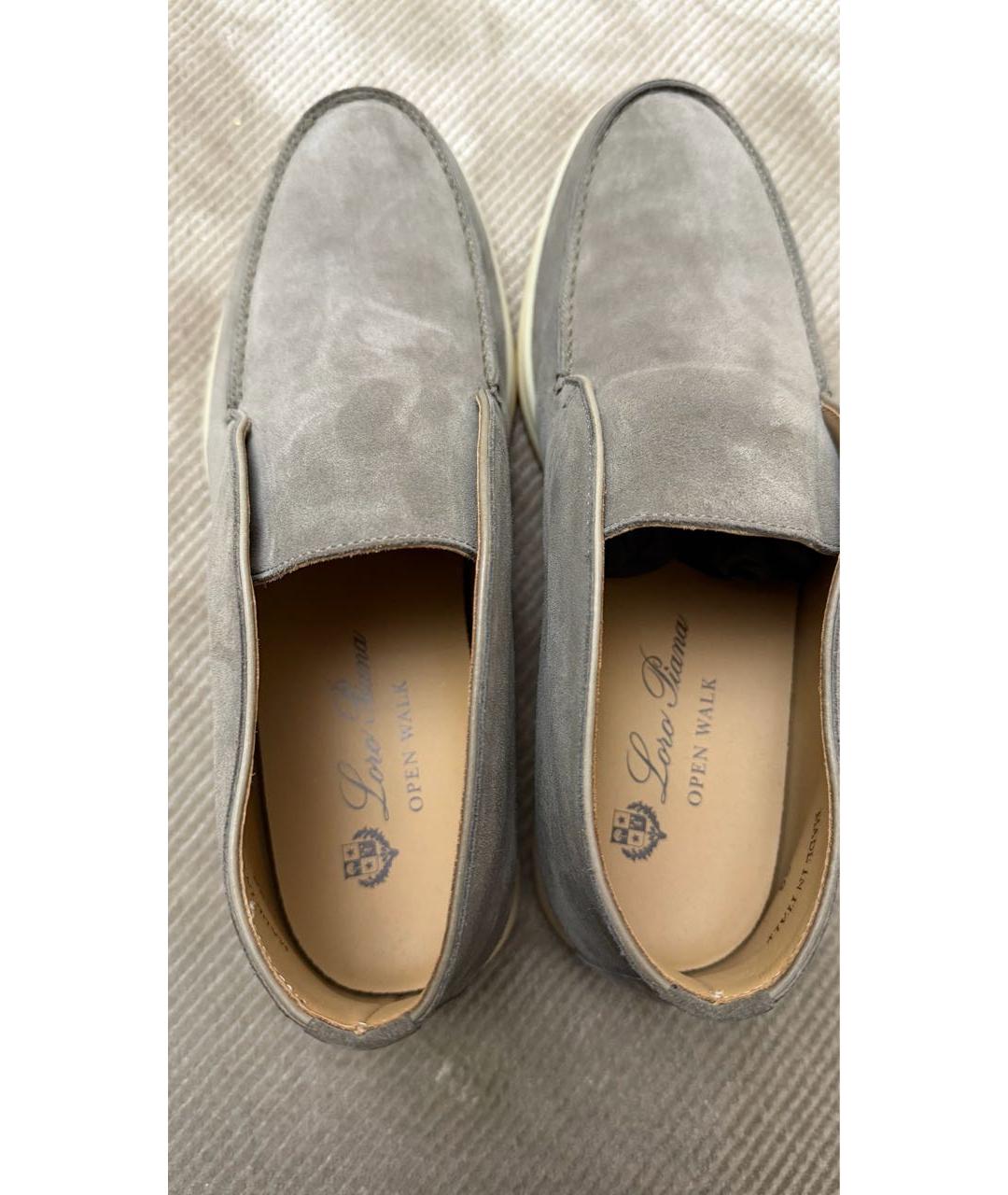 LORO PIANA Серые замшевые лоферы, фото 3