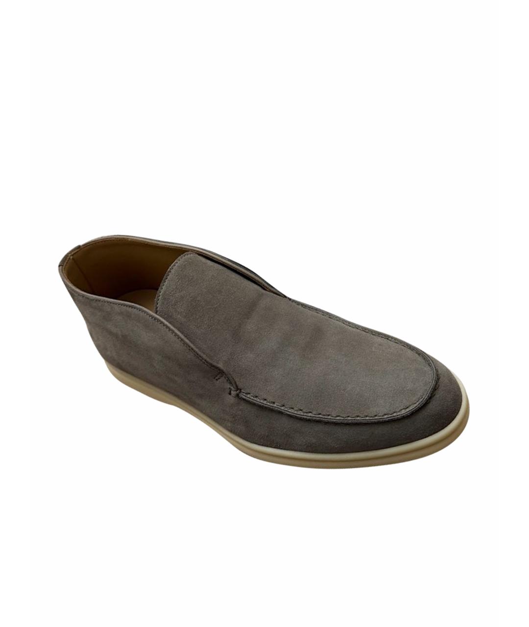 LORO PIANA Серые замшевые лоферы, фото 5