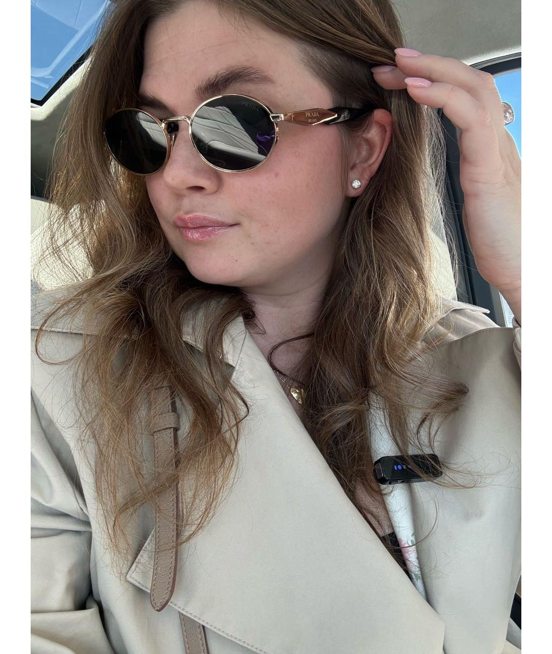 PRADA Золотые металлические солнцезащитные очки, фото 7