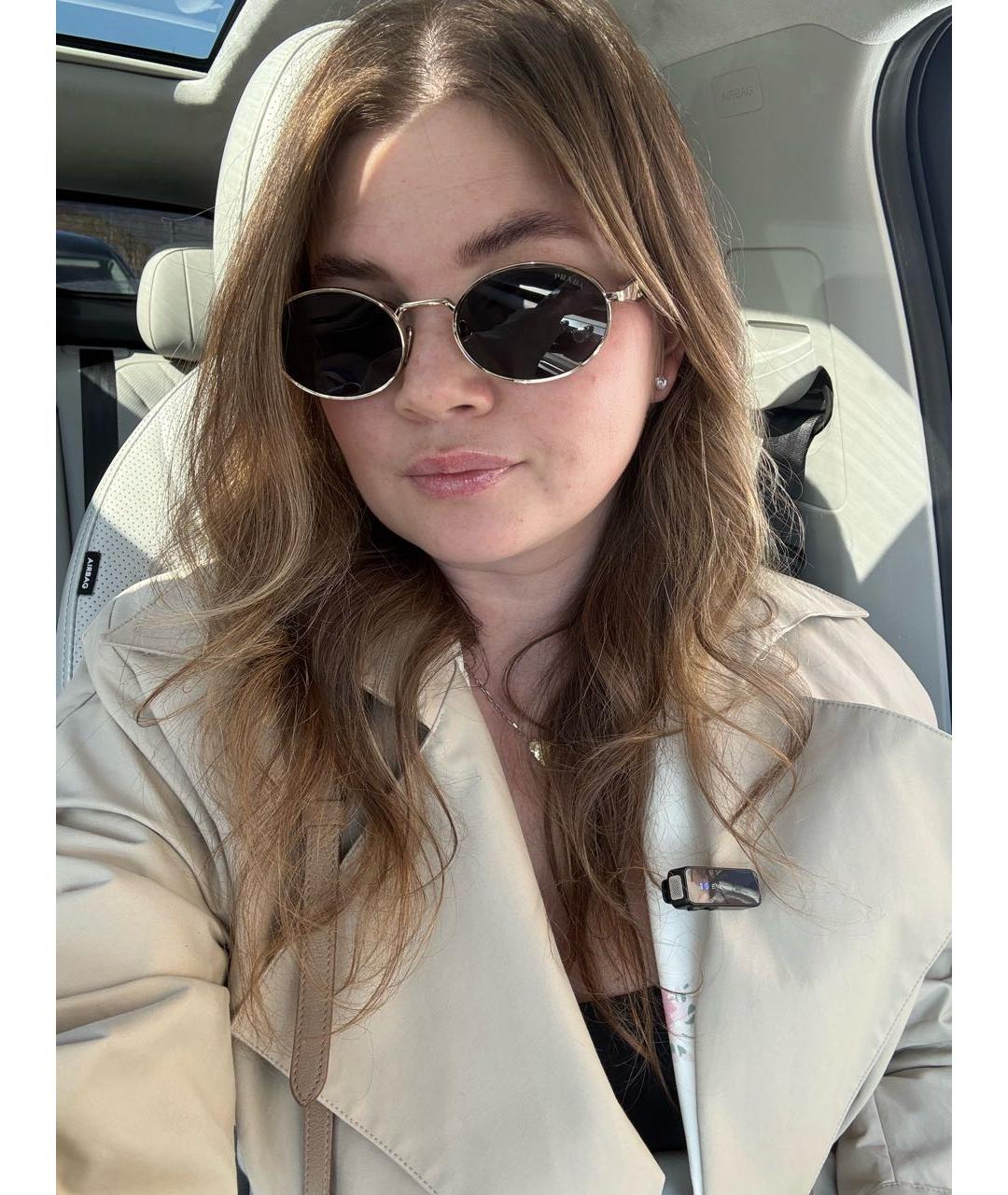 PRADA Золотые металлические солнцезащитные очки, фото 6