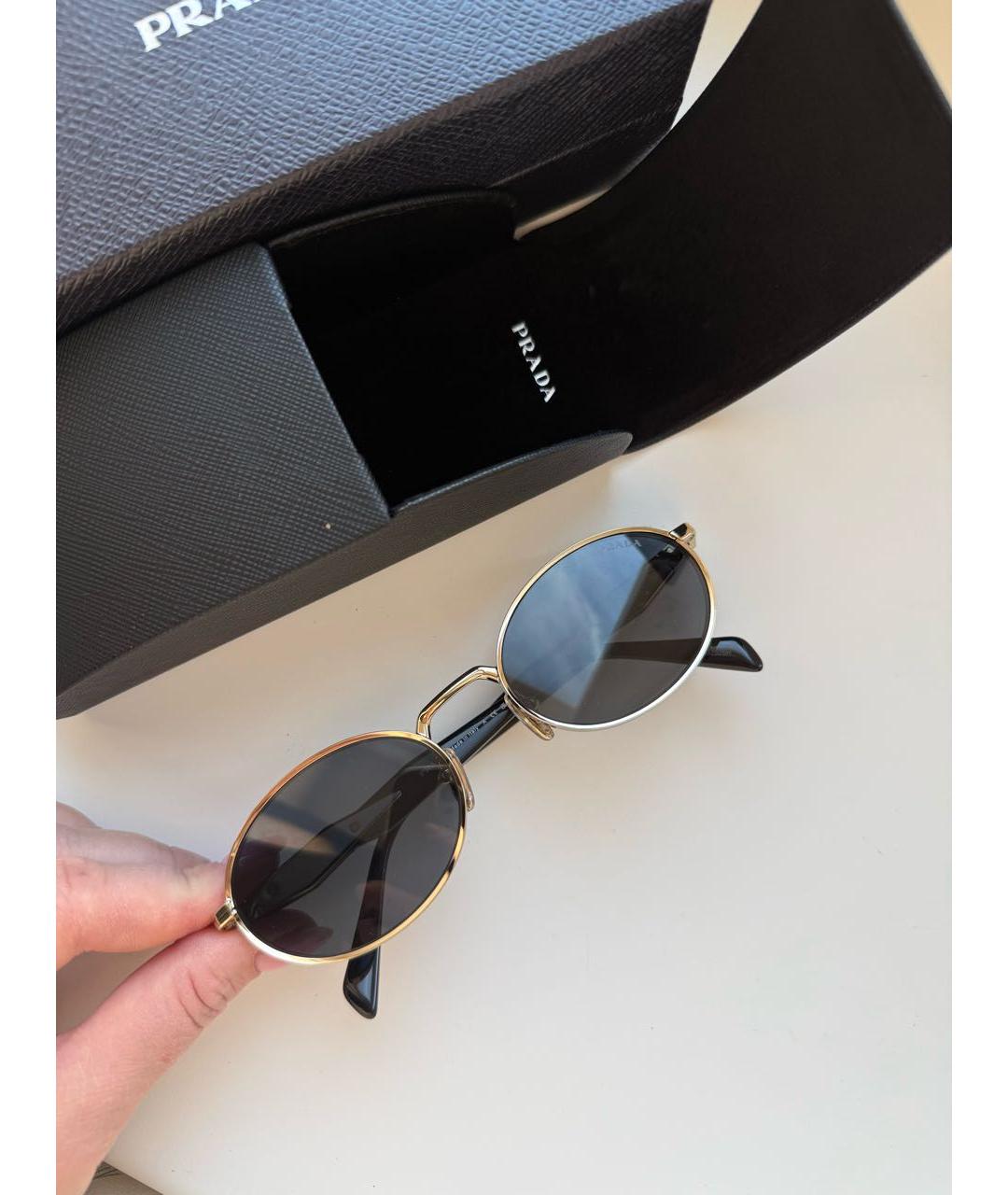 PRADA Золотые металлические солнцезащитные очки, фото 8