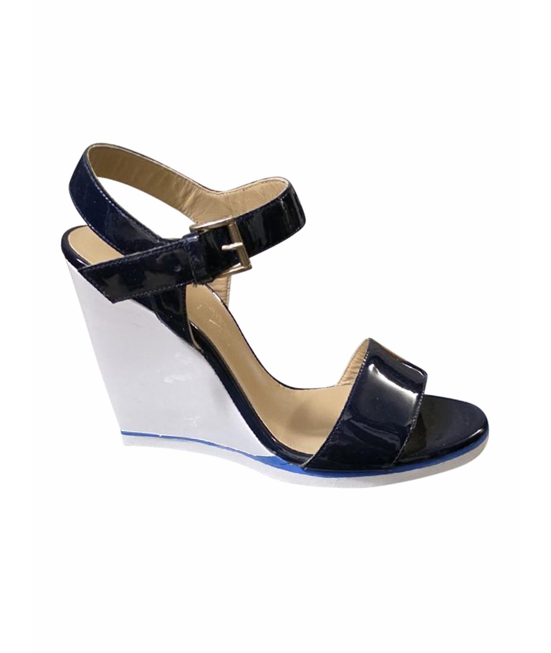 VICINI Темно-синие босоножки из лакированной кожи, фото 1