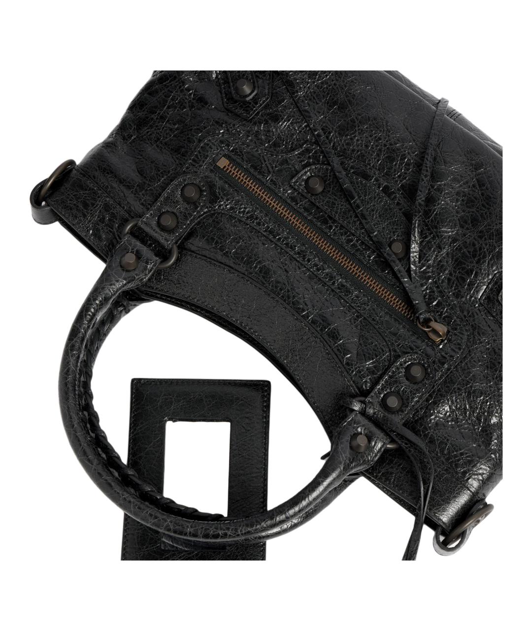 BALENCIAGA Черная кожаная сумка через плечо, фото 5