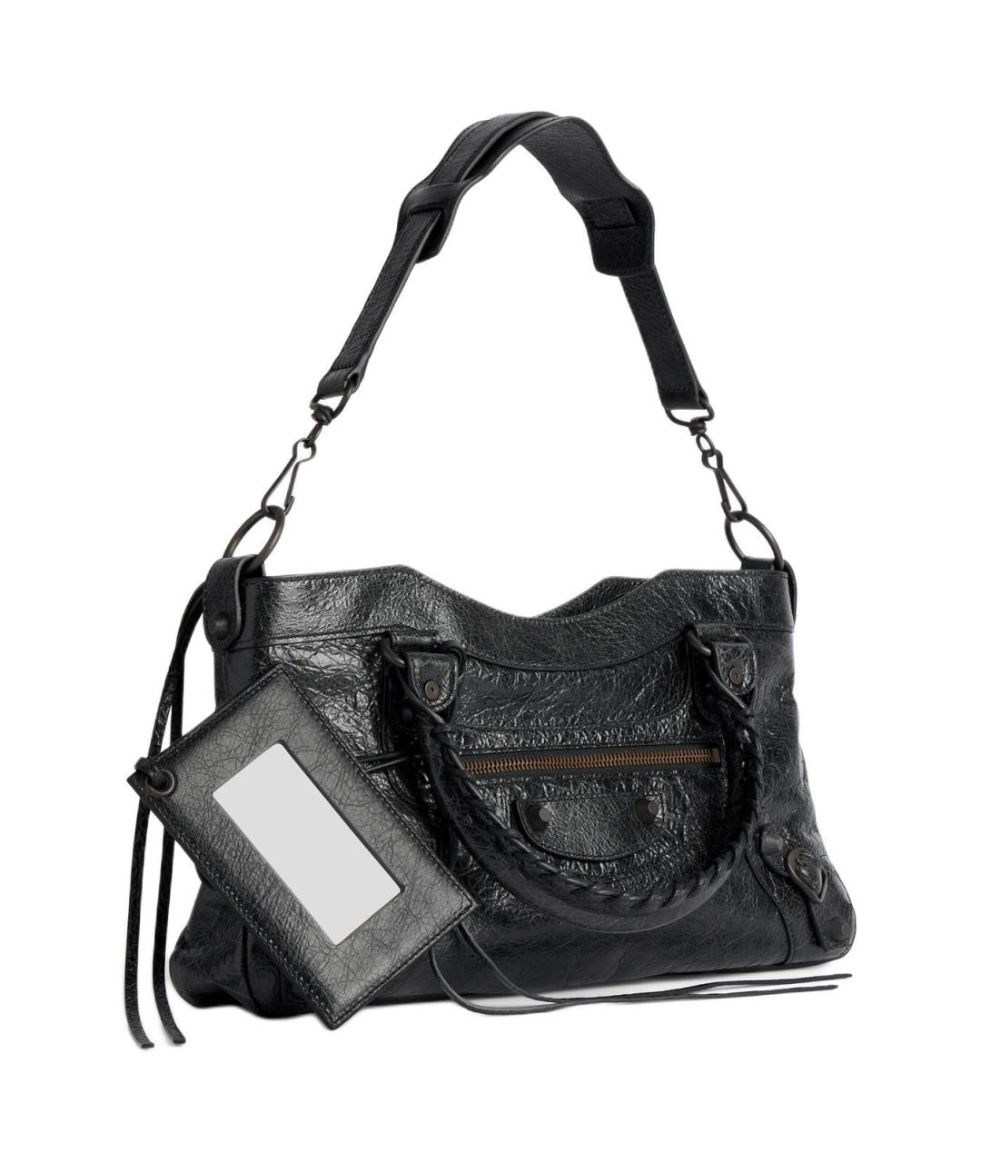 BALENCIAGA Черная кожаная сумка через плечо, фото 2