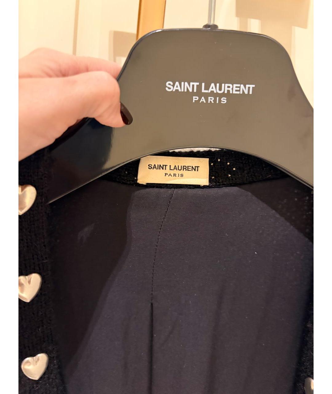 SAINT LAURENT Черный шерстяной кардиган, фото 3