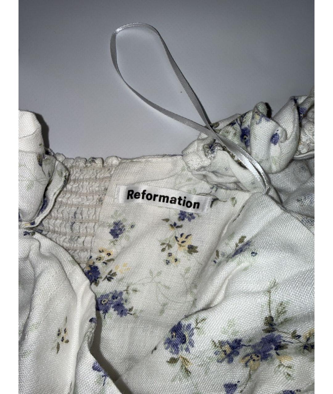 REFORMATION Белое льняное коктейльное платье, фото 3