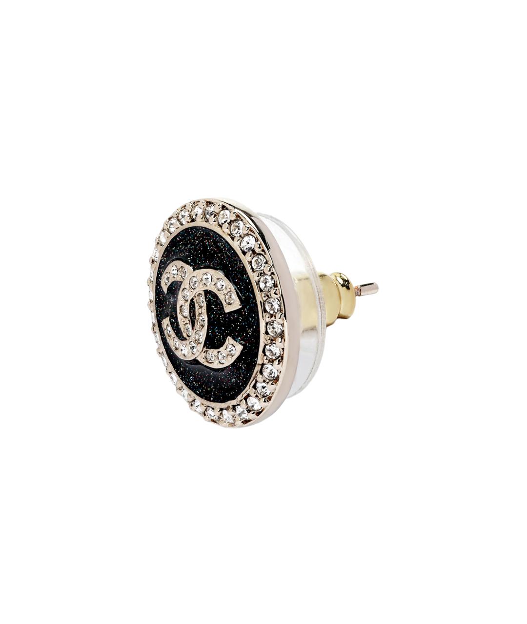 CHANEL Черные металлические серьги, фото 2