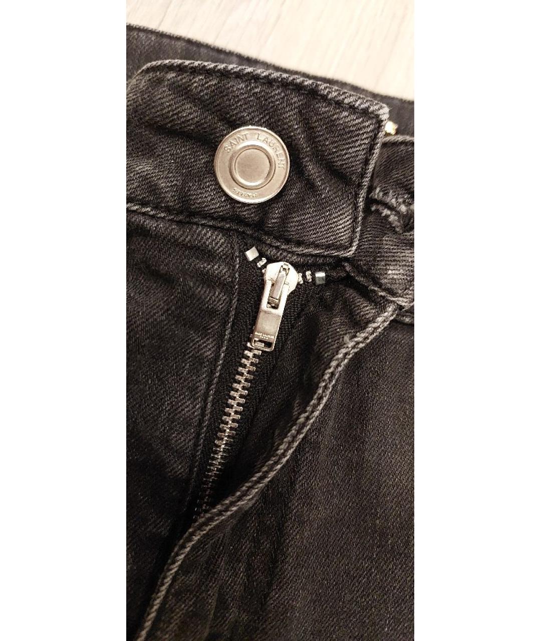 SAINT LAURENT Черные хлопковые джинсы слим, фото 7