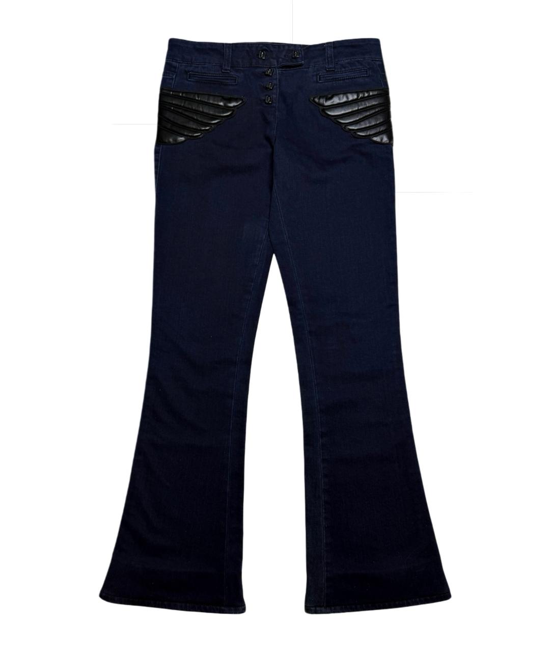 ALEXANDER MCQUEEN Темно-синие хлопко-эластановые джинсы клеш, фото 1