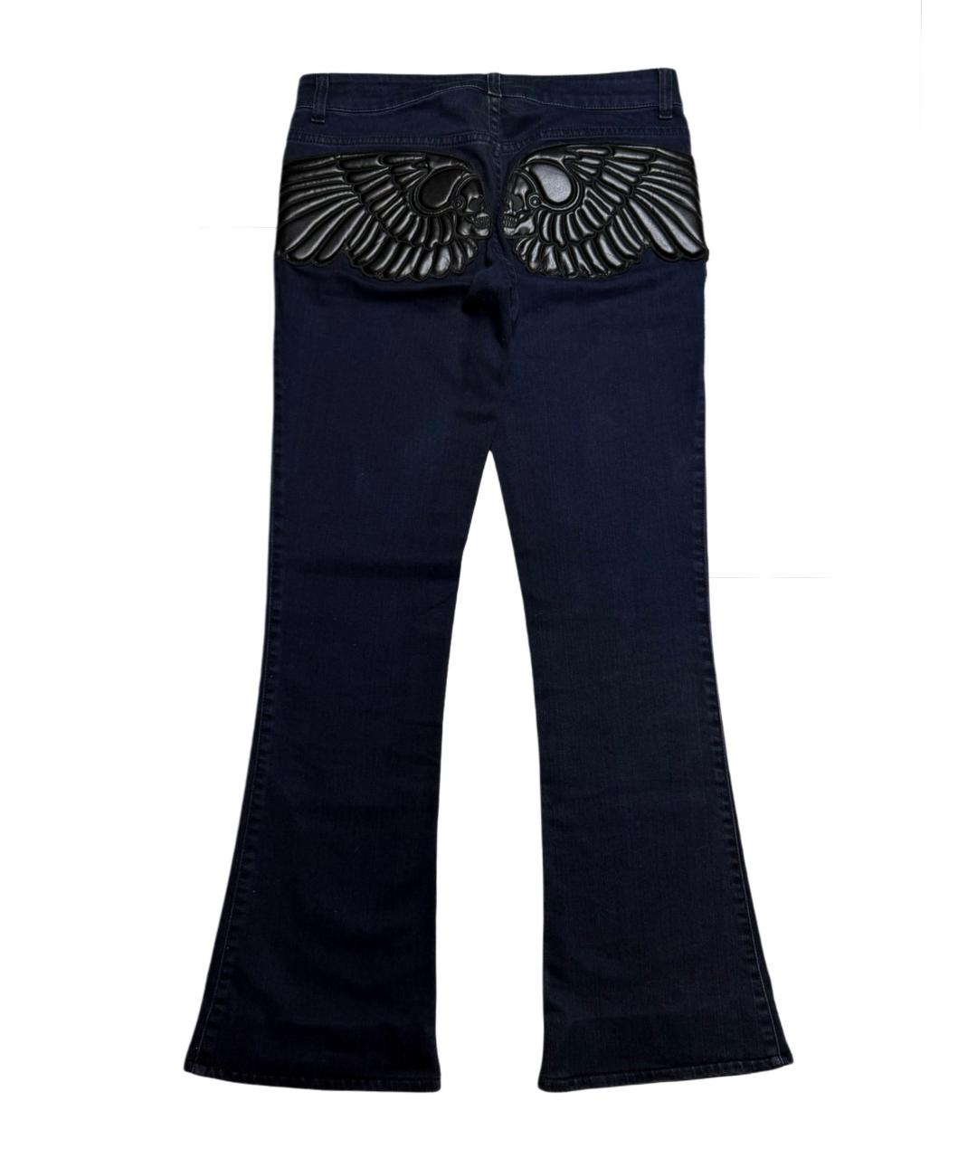 ALEXANDER MCQUEEN Темно-синие хлопко-эластановые джинсы клеш, фото 2