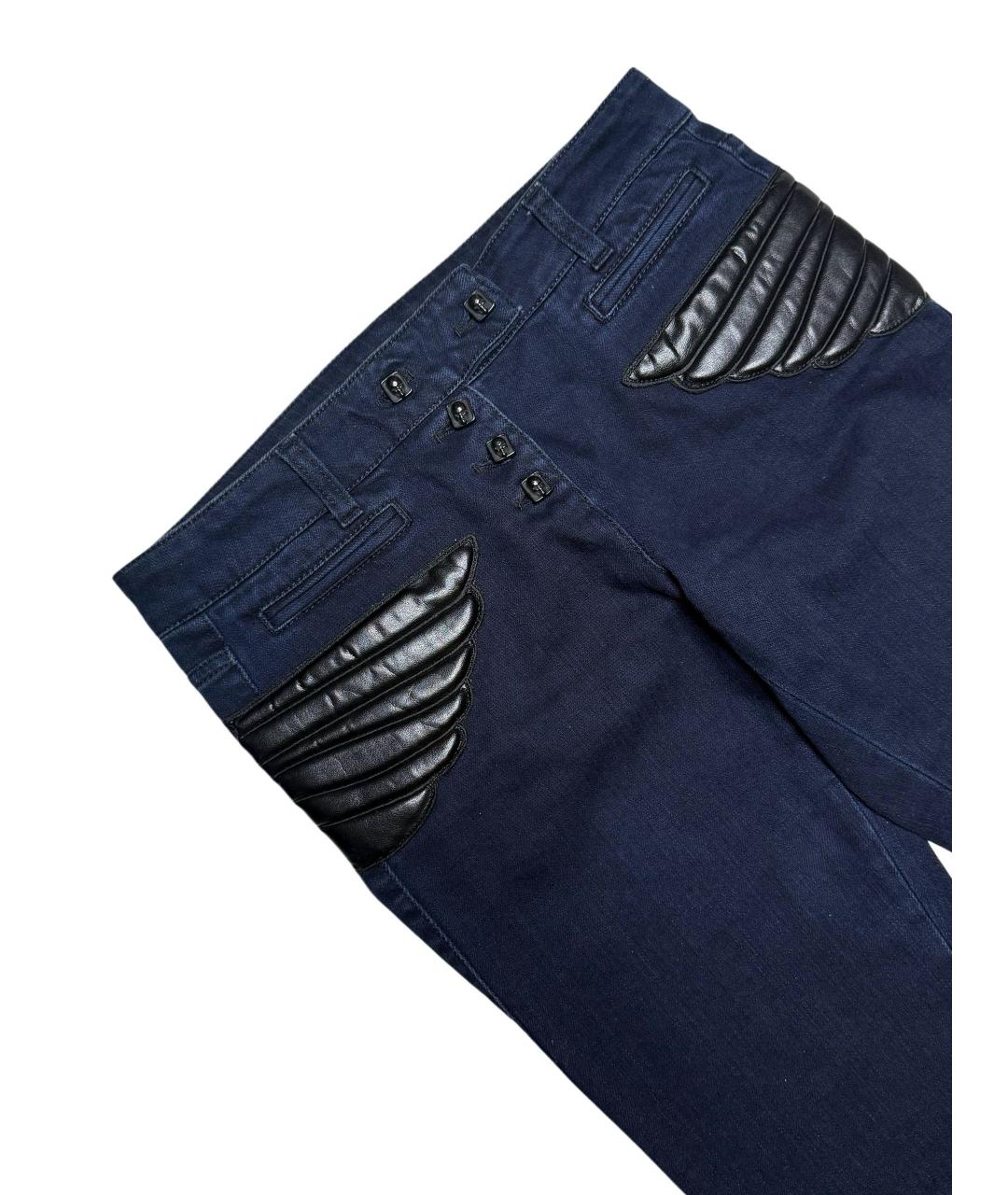 ALEXANDER MCQUEEN Темно-синие хлопко-эластановые джинсы клеш, фото 3