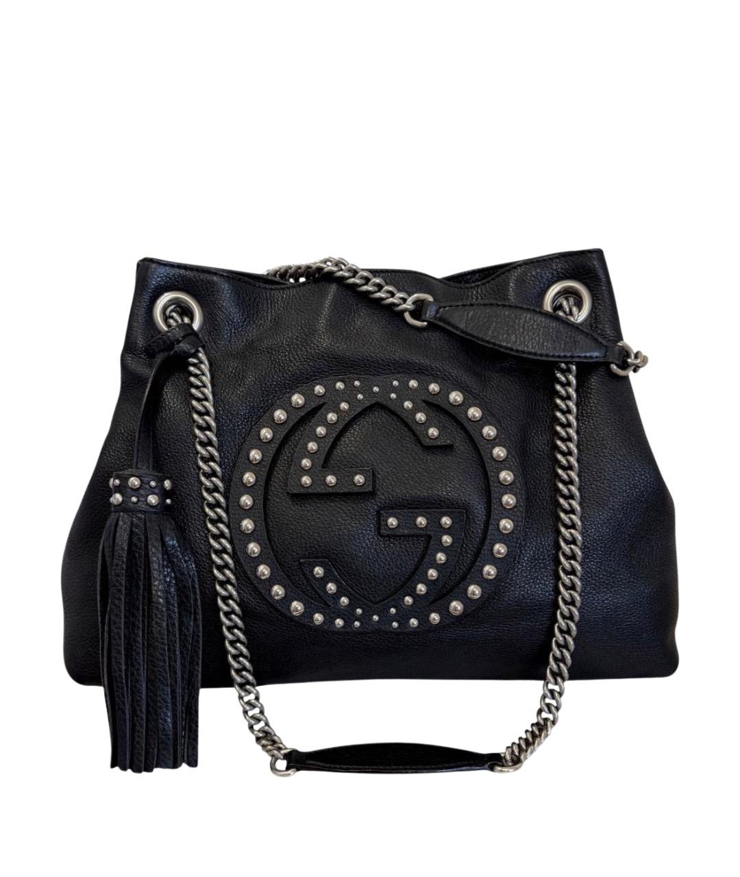 GUCCI Черная кожаная сумка тоут, фото 1