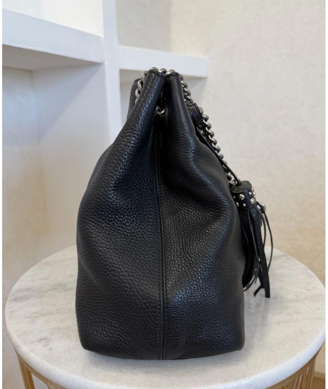 GUCCI Черная кожаная сумка тоут, фото 8