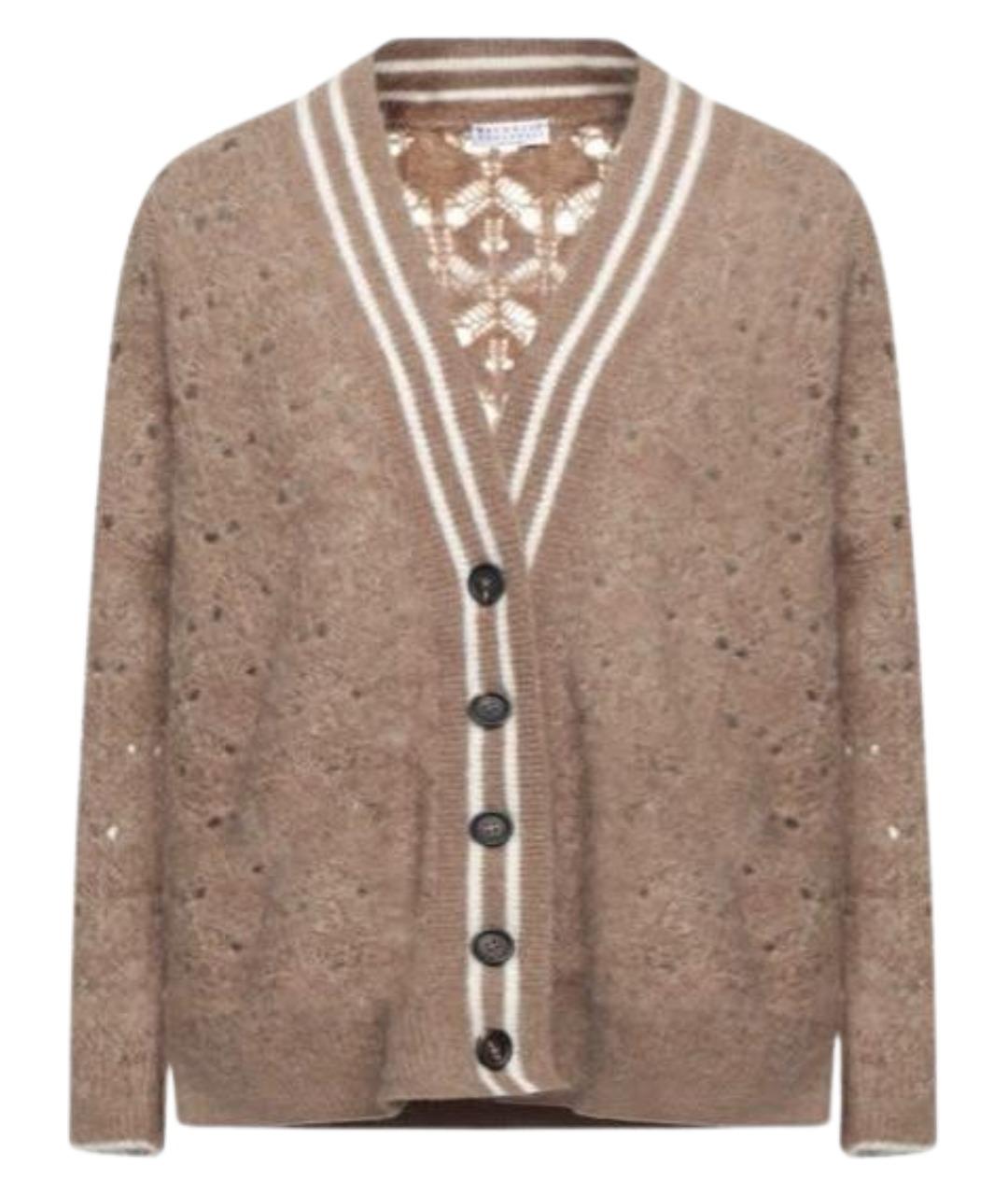 BRUNELLO CUCINELLI Коричневый шерстяной кардиган, фото 1