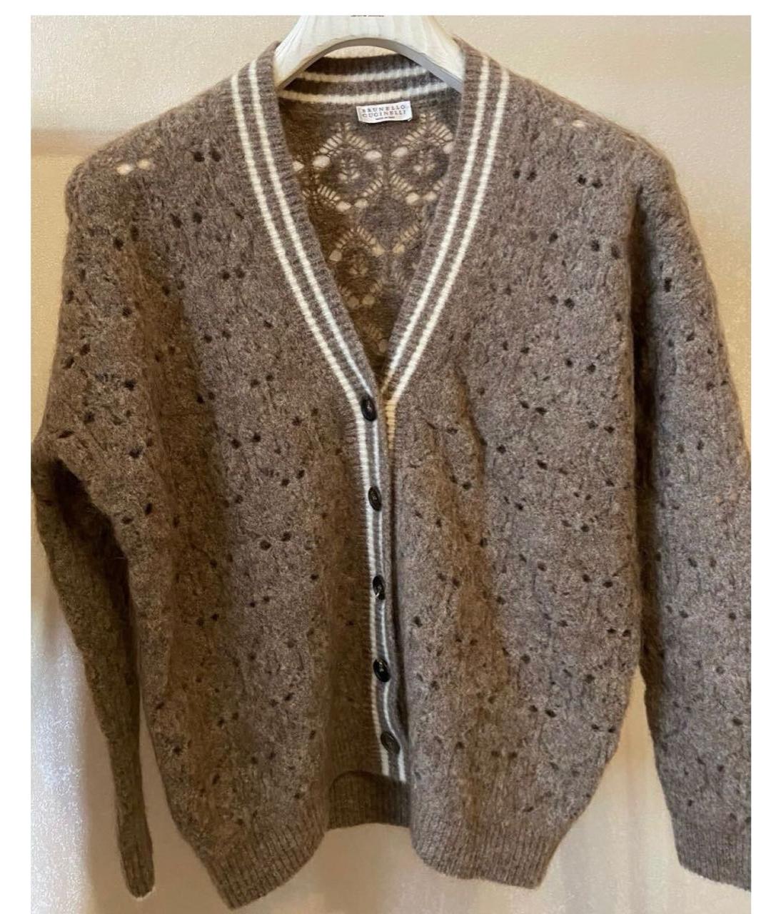 BRUNELLO CUCINELLI Коричневый шерстяной кардиган, фото 2