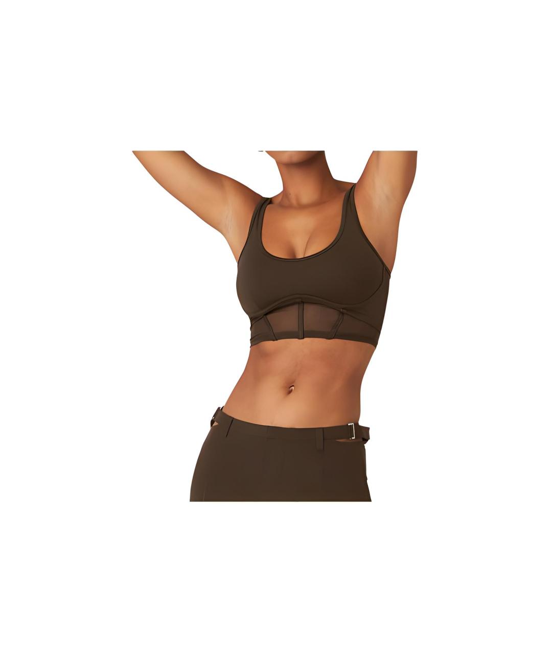 ALO YOGA Коричневая майка, фото 3