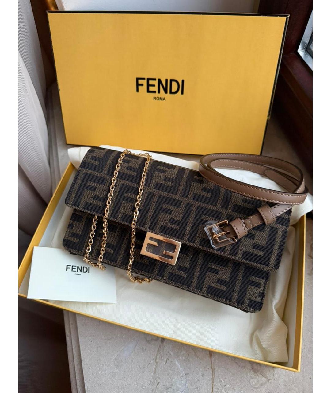 FENDI Коричневая сумка через плечо, фото 4