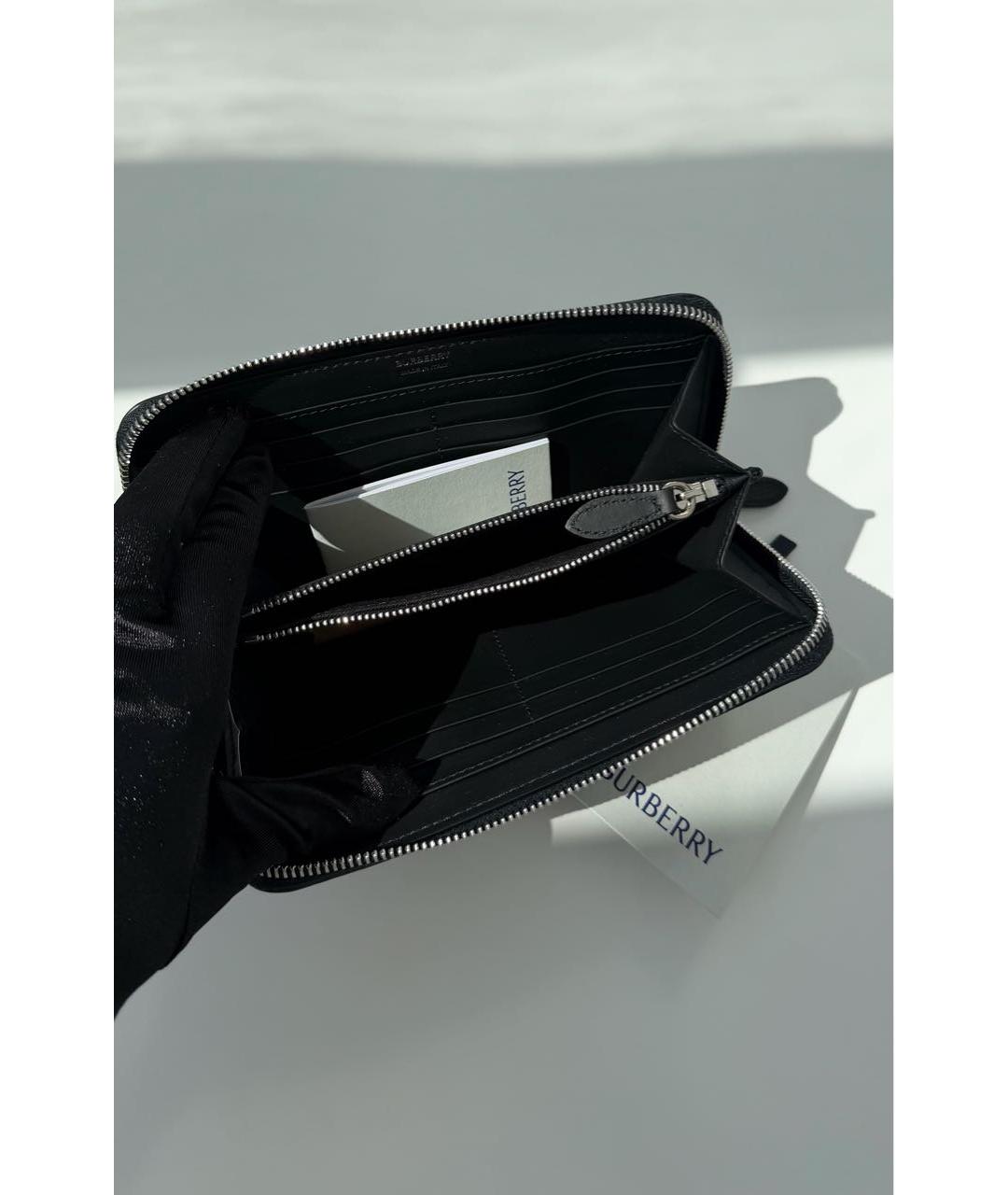 BURBERRY Черный кожаный кошелек, фото 7