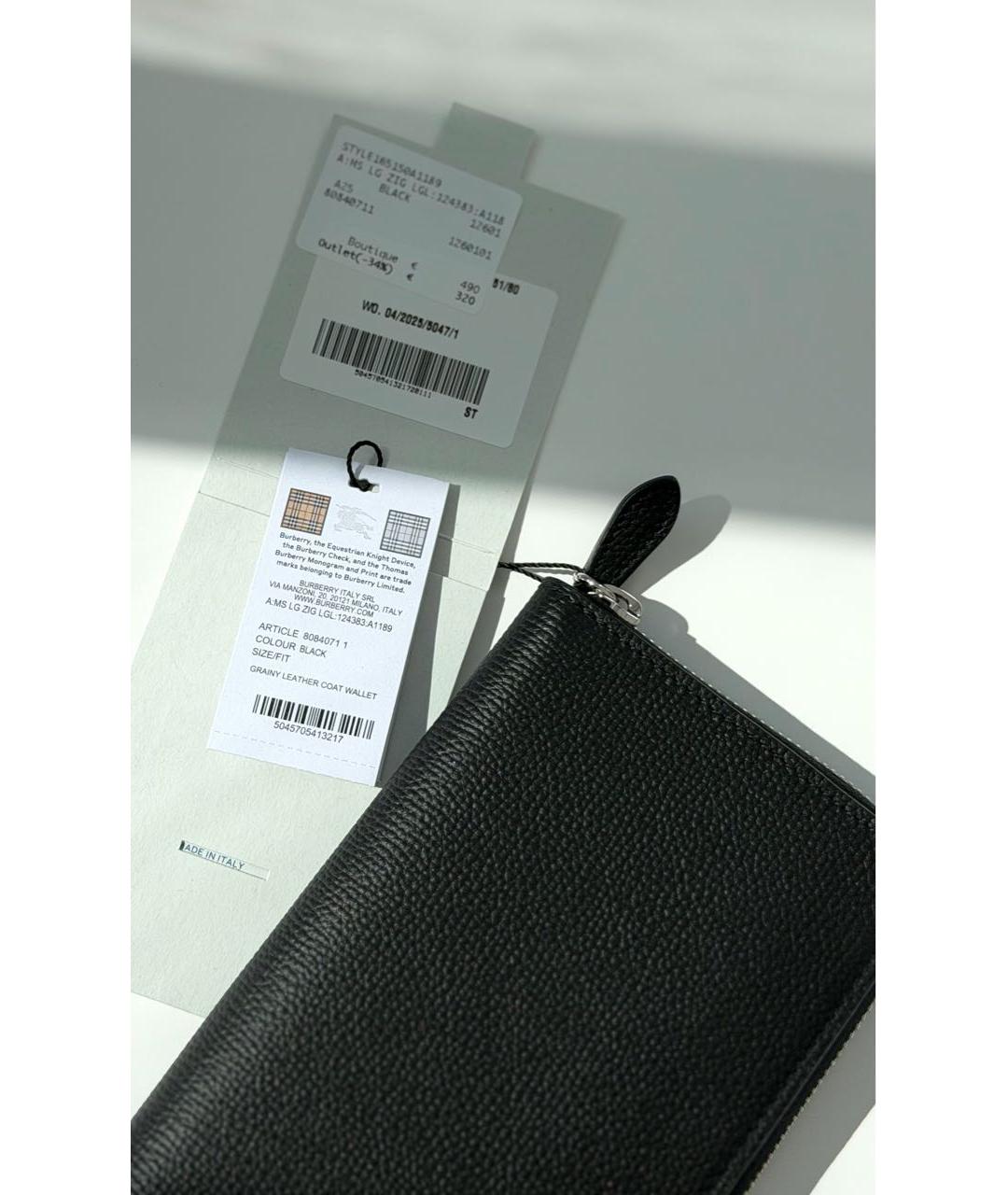 BURBERRY Черный кожаный кошелек, фото 3