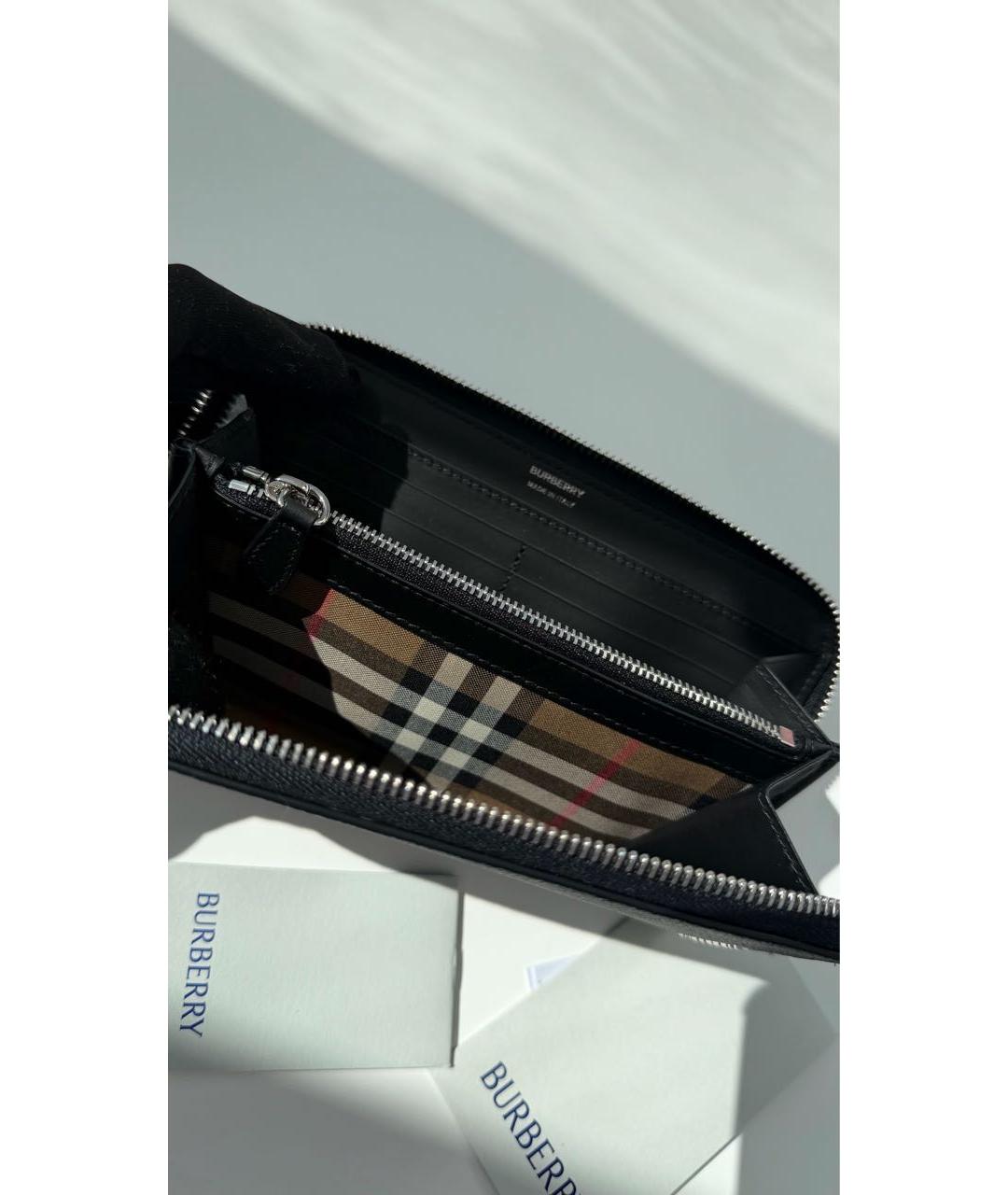 BURBERRY Черный кожаный кошелек, фото 5