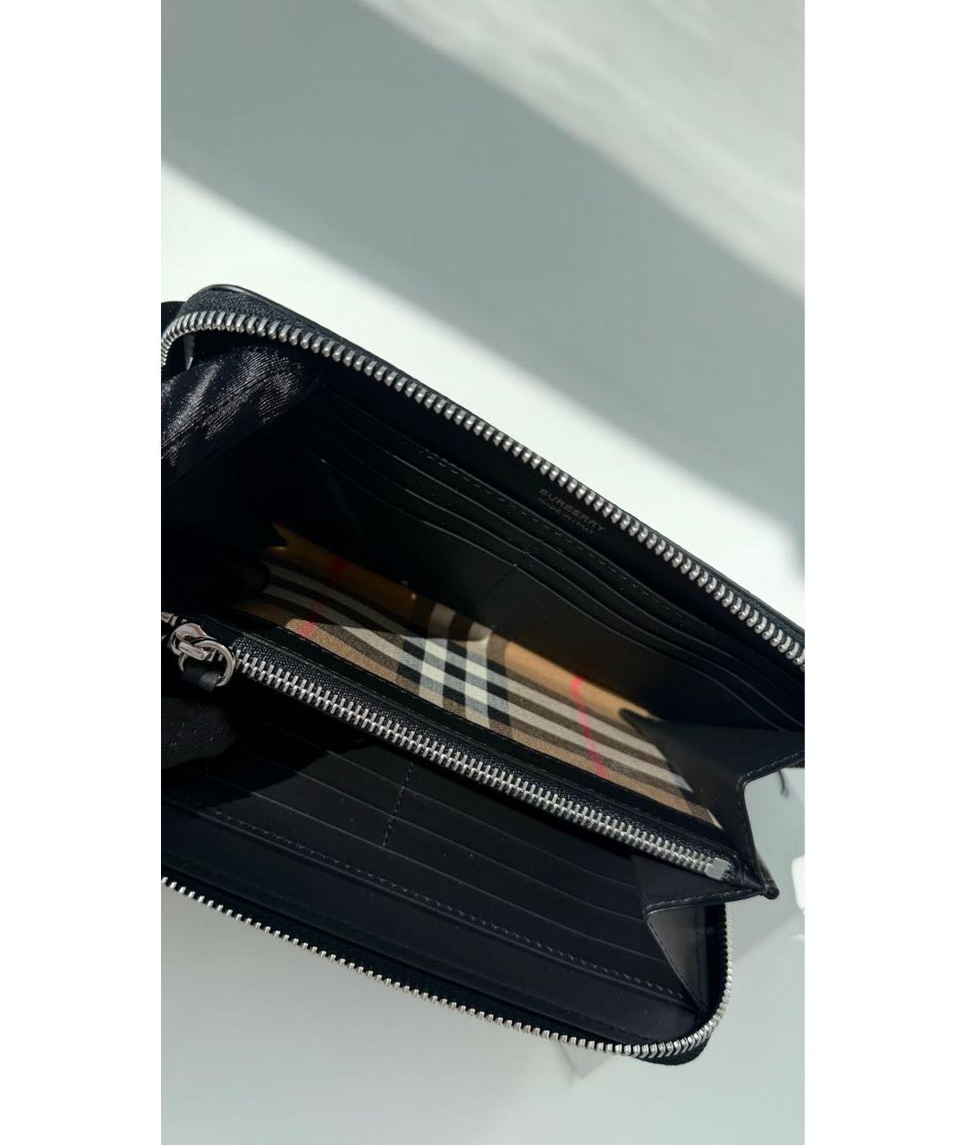 BURBERRY Черный кожаный кошелек, фото 6