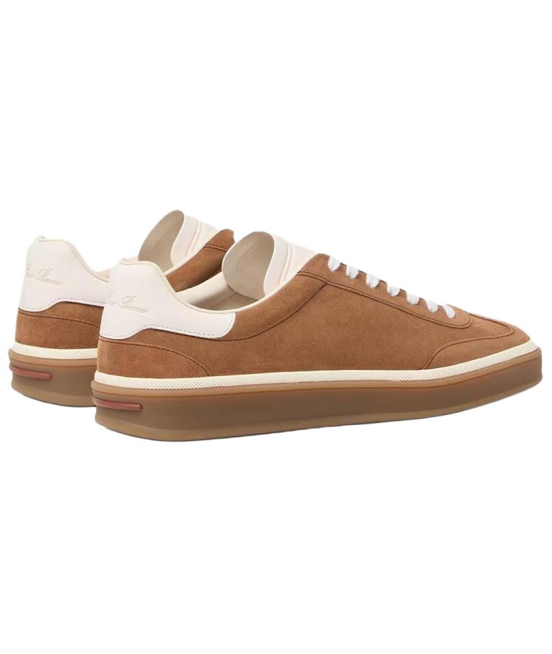 LORO PIANA Коричневые замшевые кроссовки, фото 3