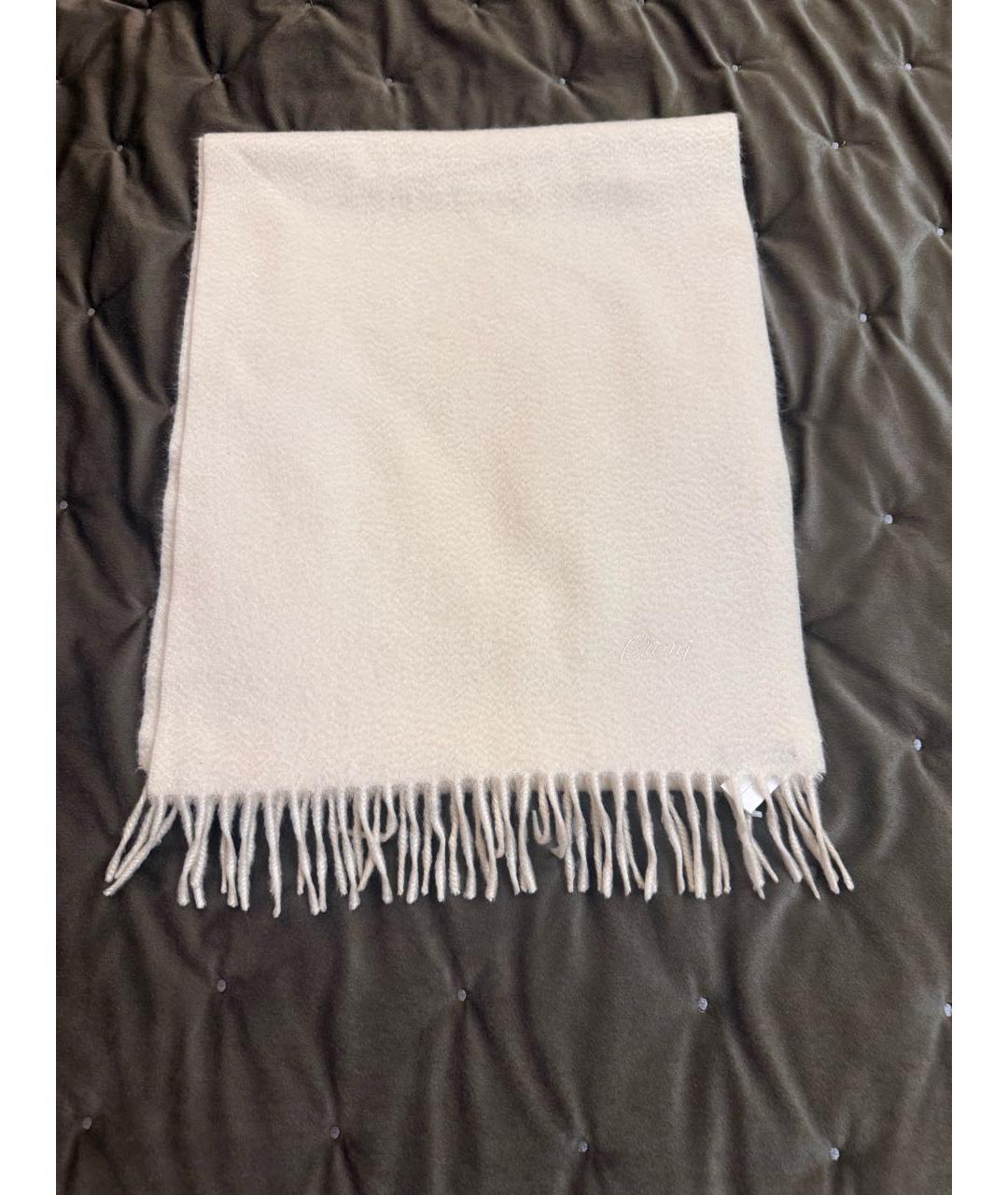 BRIONI Белый кашемировый шарф, фото 4