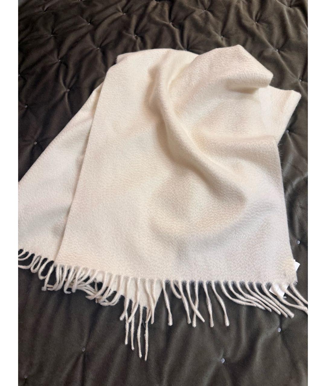 BRIONI Белый кашемировый шарф, фото 2