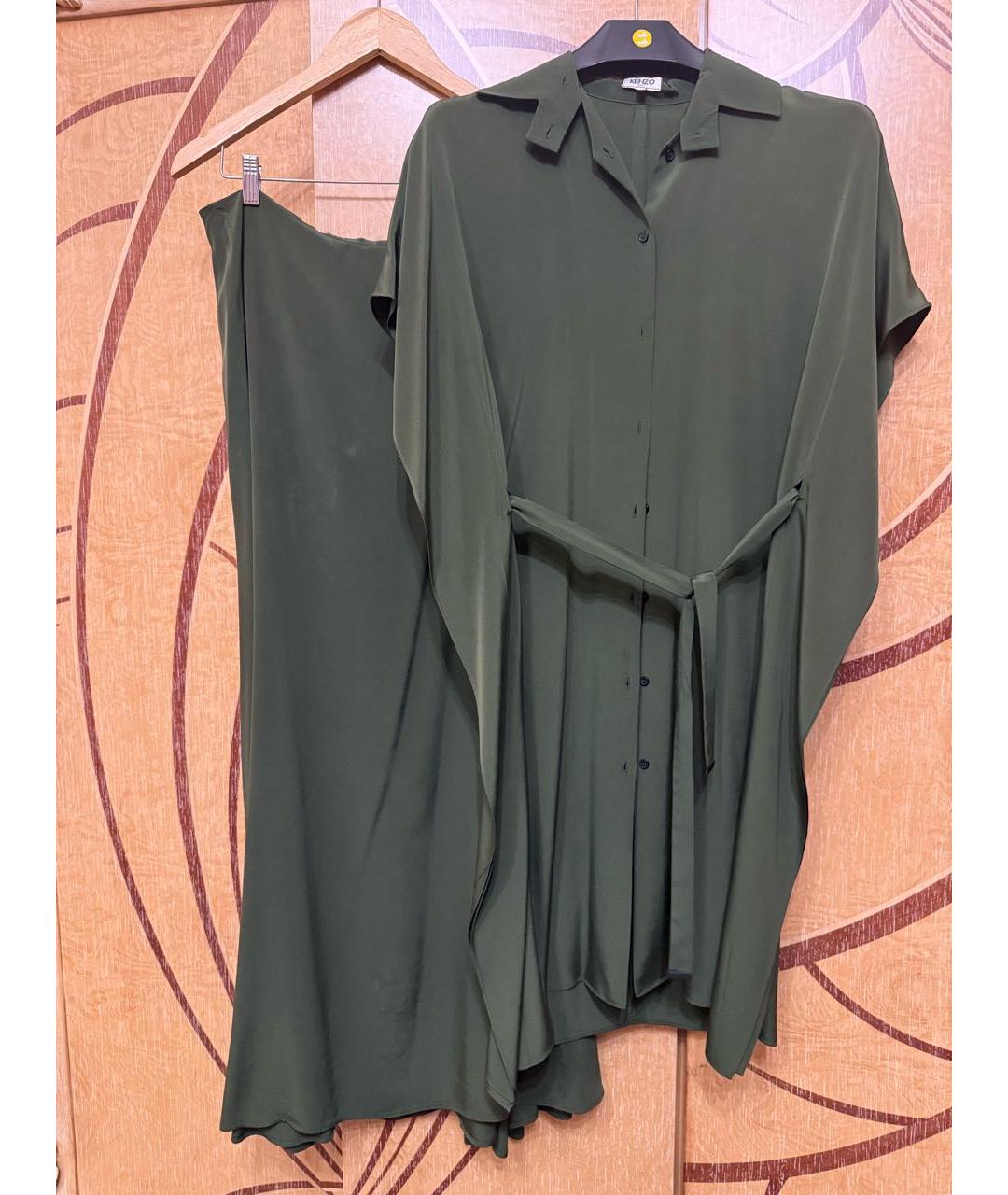 KENZO Зеленая шелковая юбка макси, фото 4