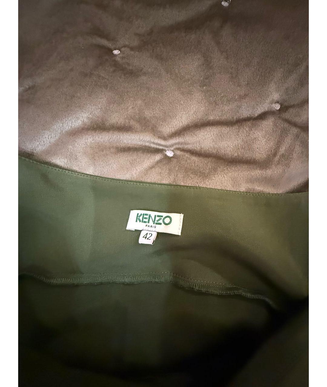 KENZO Зеленая шелковая юбка макси, фото 3