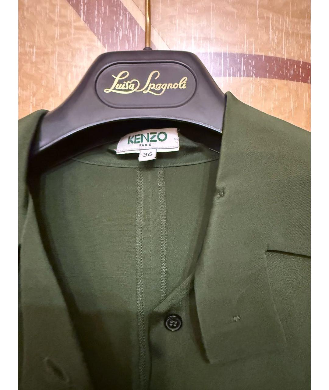KENZO Зеленая шелковая блузы, фото 3