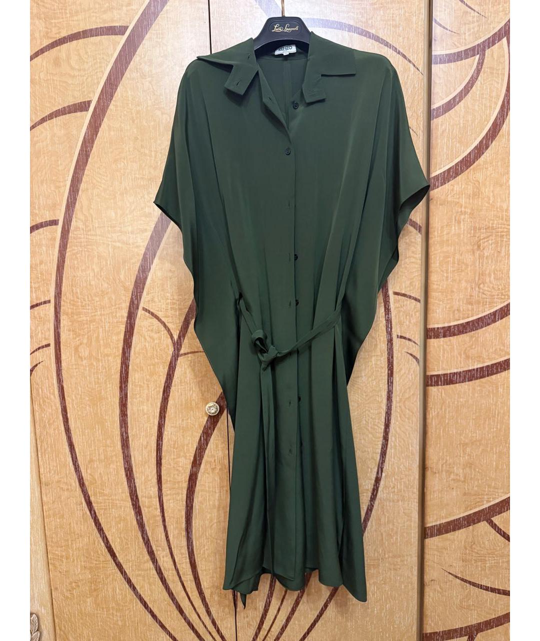 KENZO Зеленая шелковая блузы, фото 7