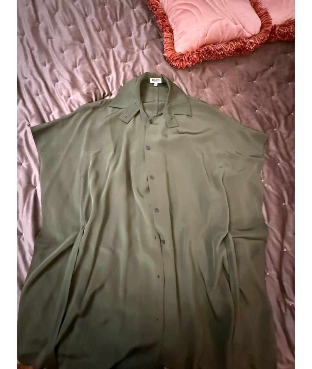 KENZO Зеленая шелковая блузы, фото 5