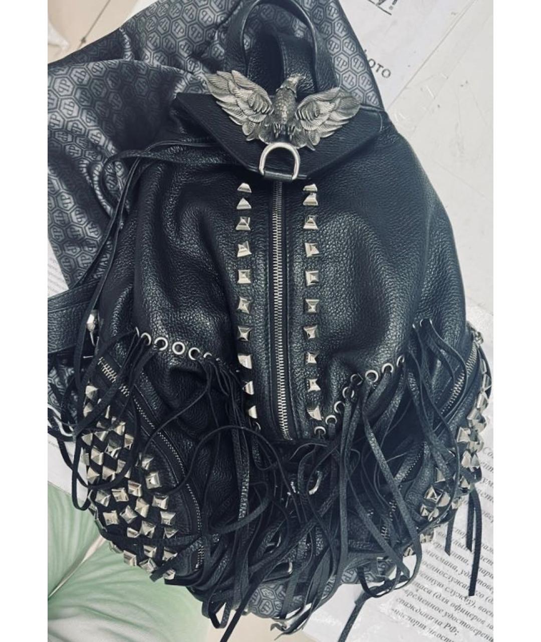 PHILIPP PLEIN Черный кожаный рюкзак, фото 4