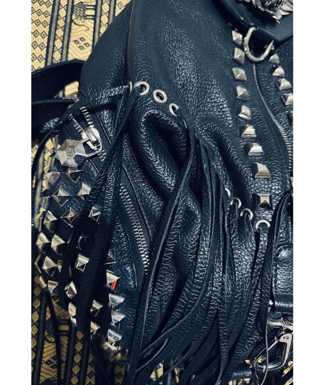 PHILIPP PLEIN Черный кожаный рюкзак, фото 3