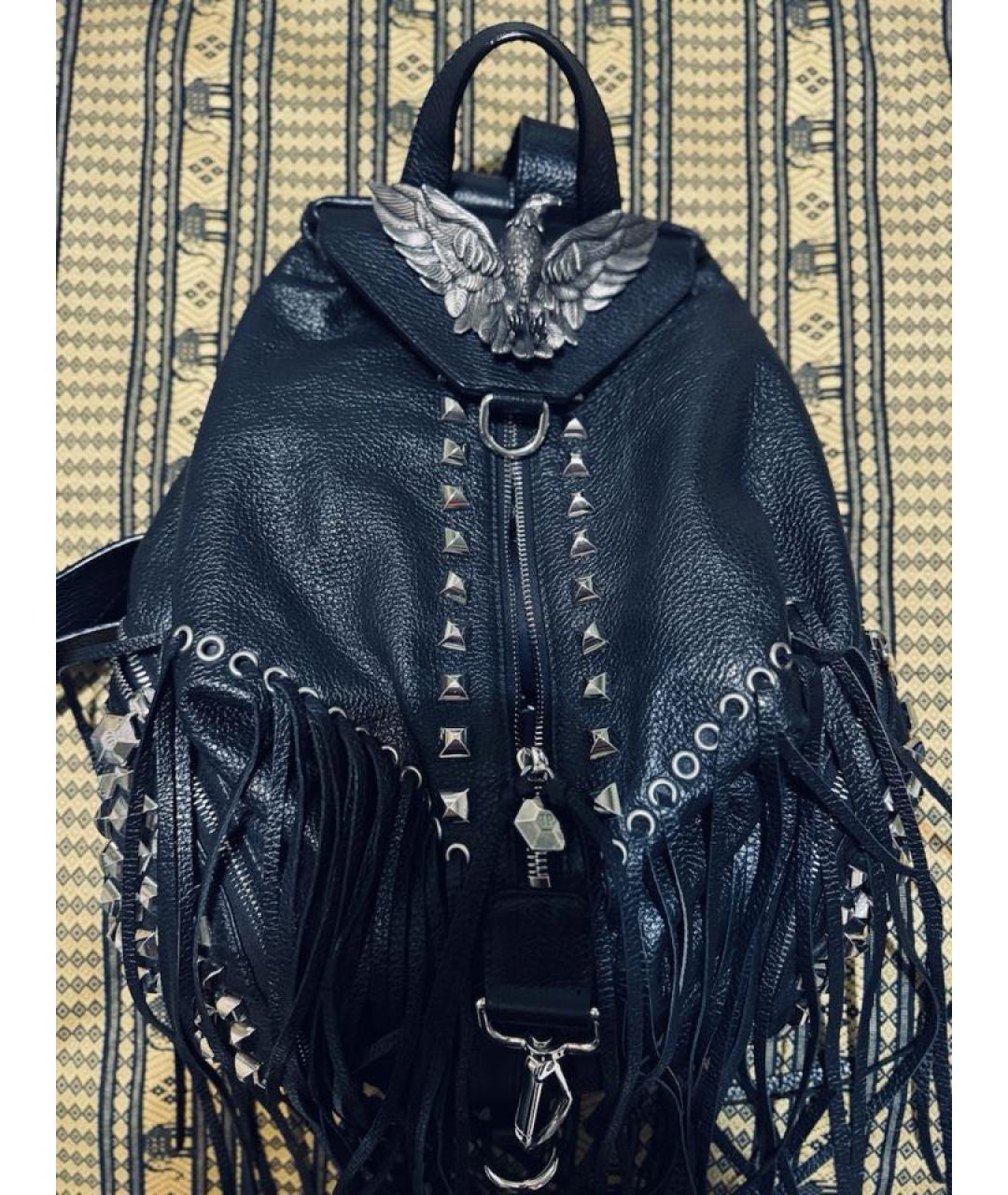 PHILIPP PLEIN Черный кожаный рюкзак, фото 2