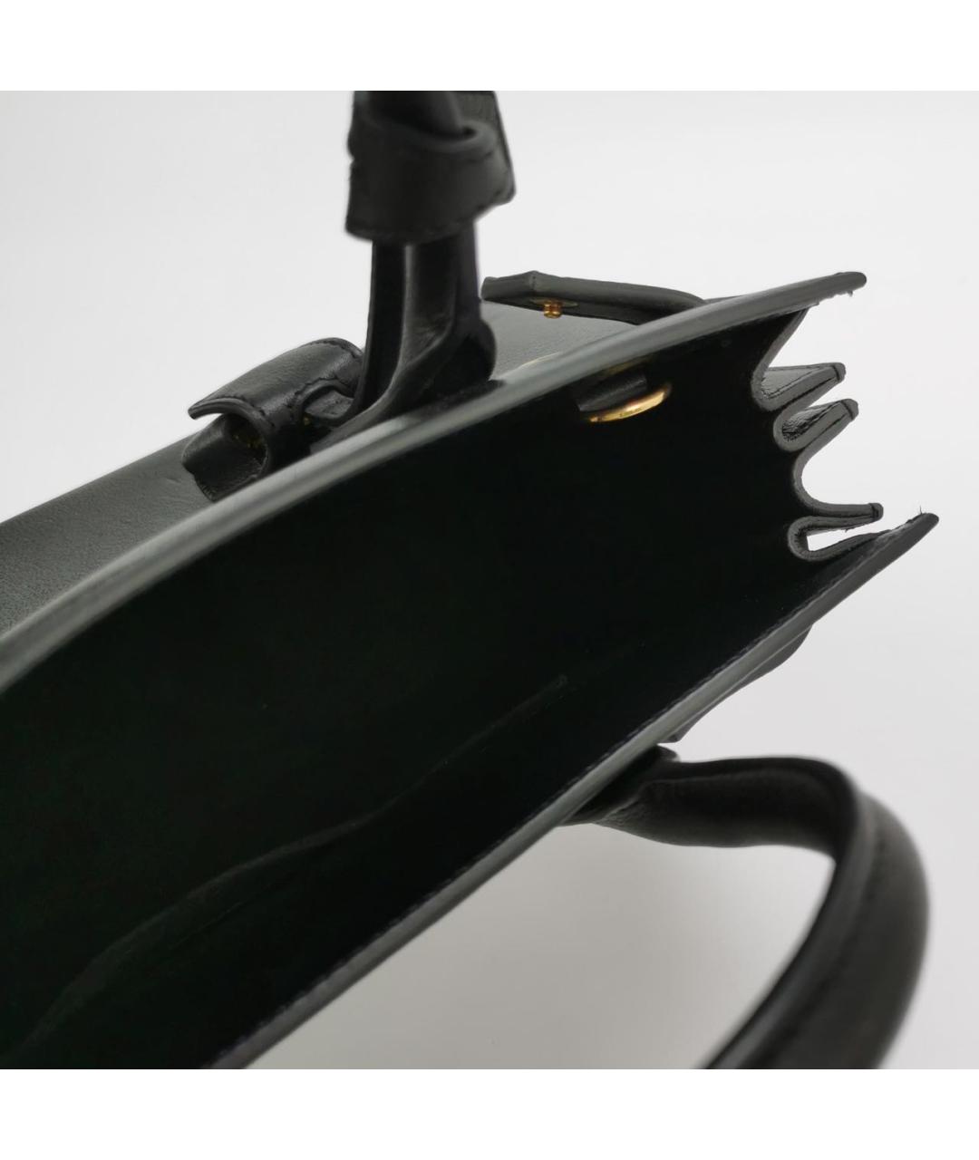 SAINT LAURENT Черная кожаная сумка с короткими ручками, фото 4
