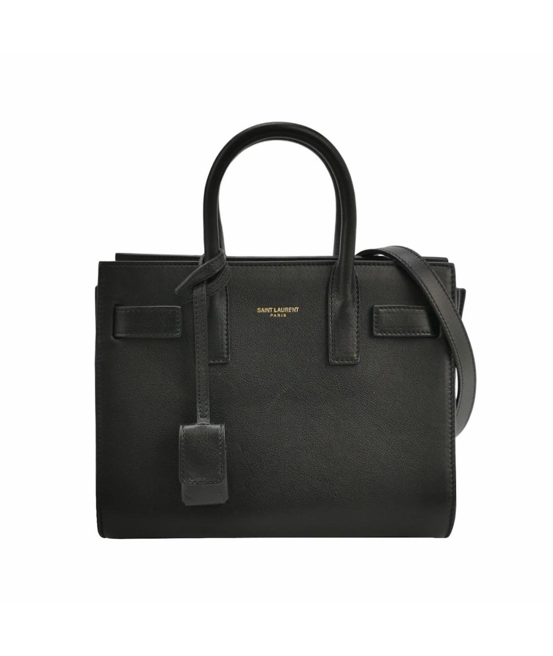 SAINT LAURENT Черная кожаная сумка с короткими ручками, фото 9