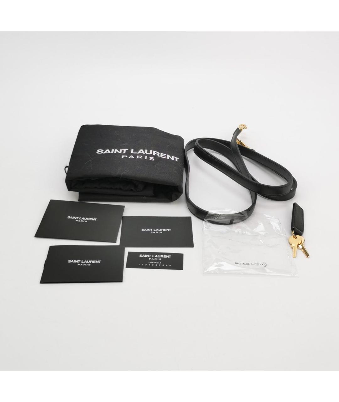 SAINT LAURENT Черная кожаная сумка с короткими ручками, фото 6