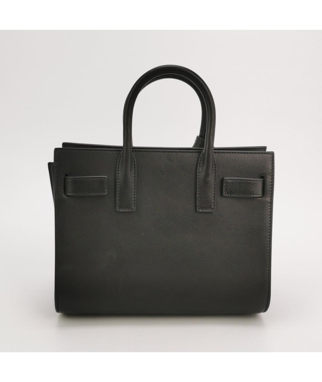 SAINT LAURENT Черная кожаная сумка с короткими ручками, фото 3