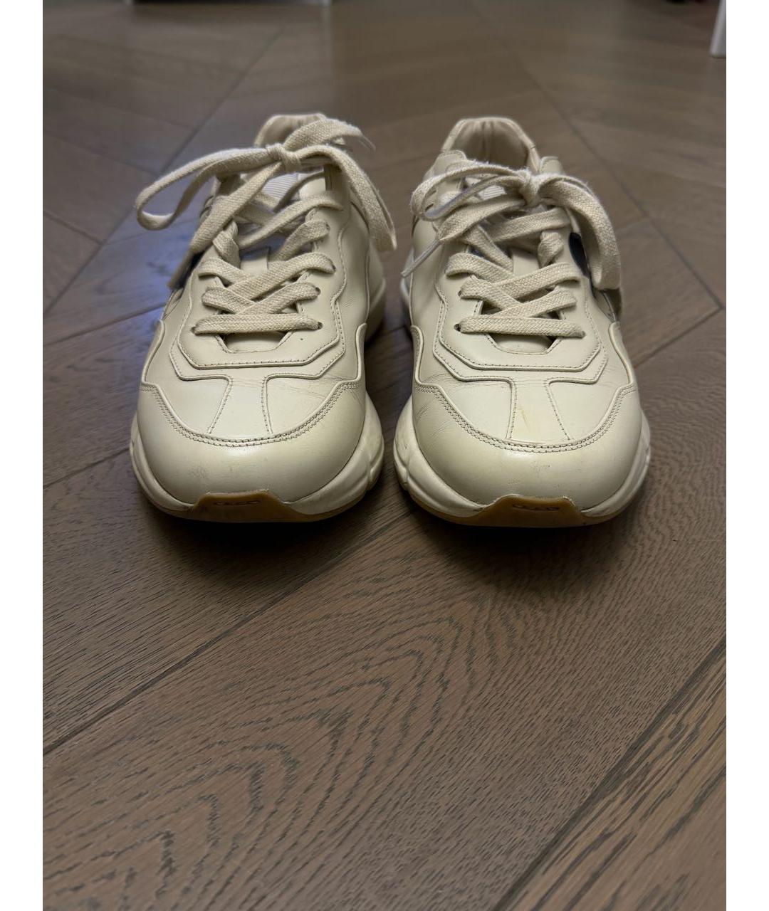 GUCCI Бежевые кожаные кроссовки, фото 3