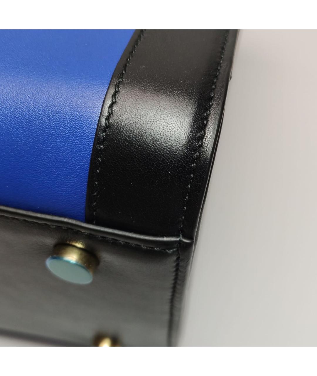 SAINT LAURENT Синяя кожаная сумка с короткими ручками, фото 7