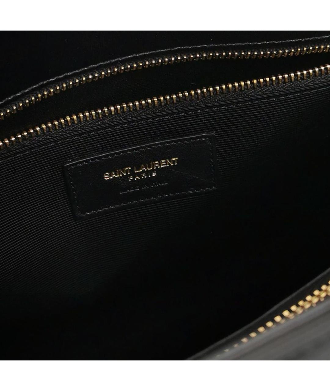 SAINT LAURENT Синяя кожаная сумка с короткими ручками, фото 6