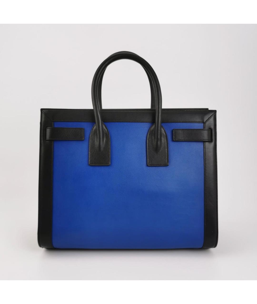 SAINT LAURENT Синяя кожаная сумка с короткими ручками, фото 3