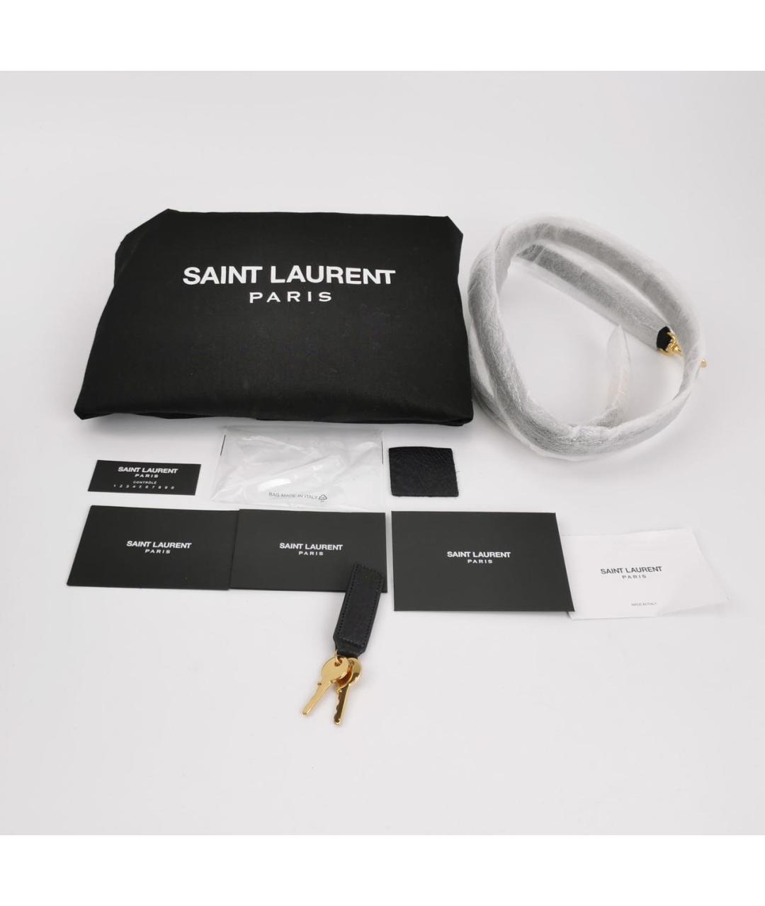 SAINT LAURENT Синяя кожаная сумка с короткими ручками, фото 5