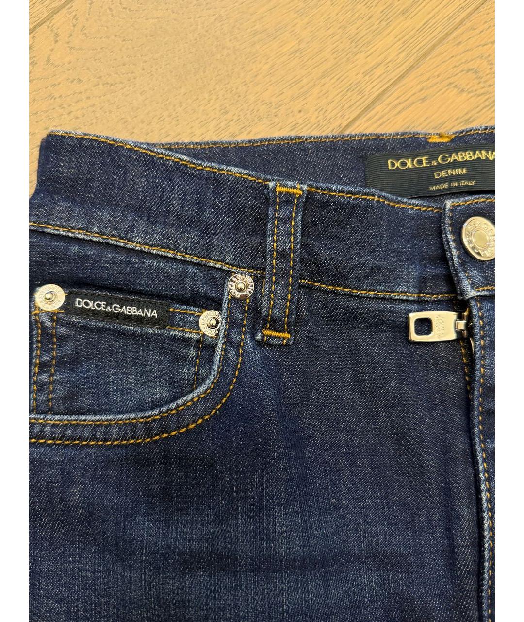 DOLCE&GABBANA Темно-синие хлопко-эластановые джинсы слим, фото 4