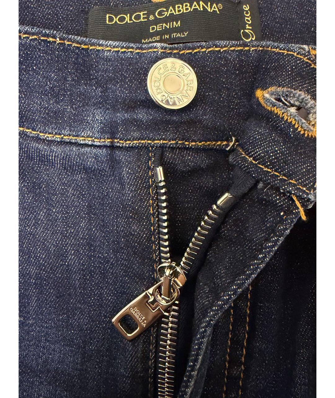 DOLCE&GABBANA Темно-синие хлопко-эластановые джинсы слим, фото 6