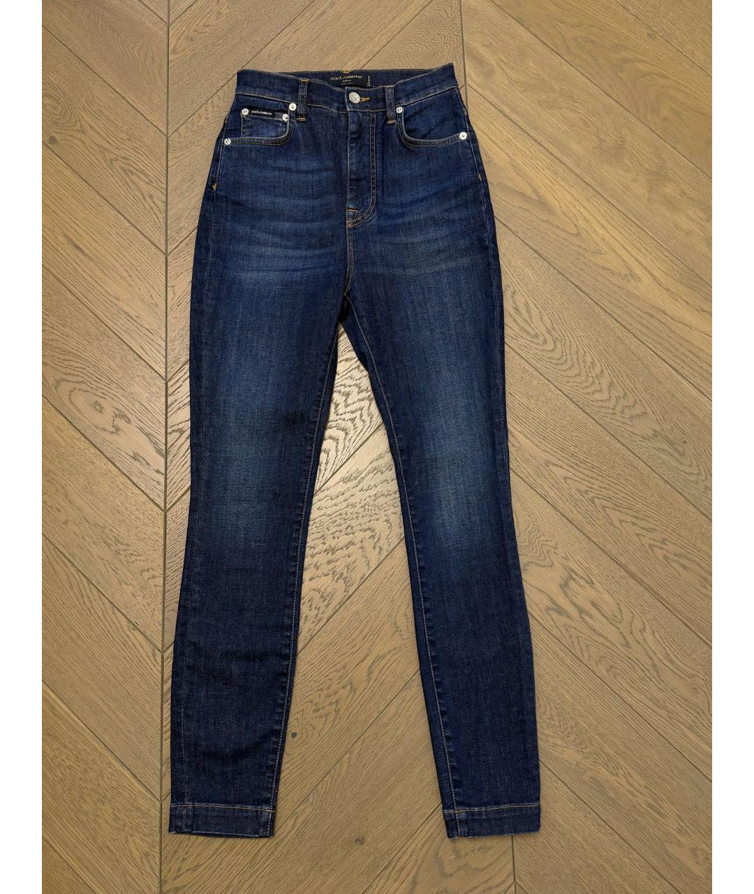 DOLCE&GABBANA Темно-синие хлопко-эластановые джинсы слим, фото 9